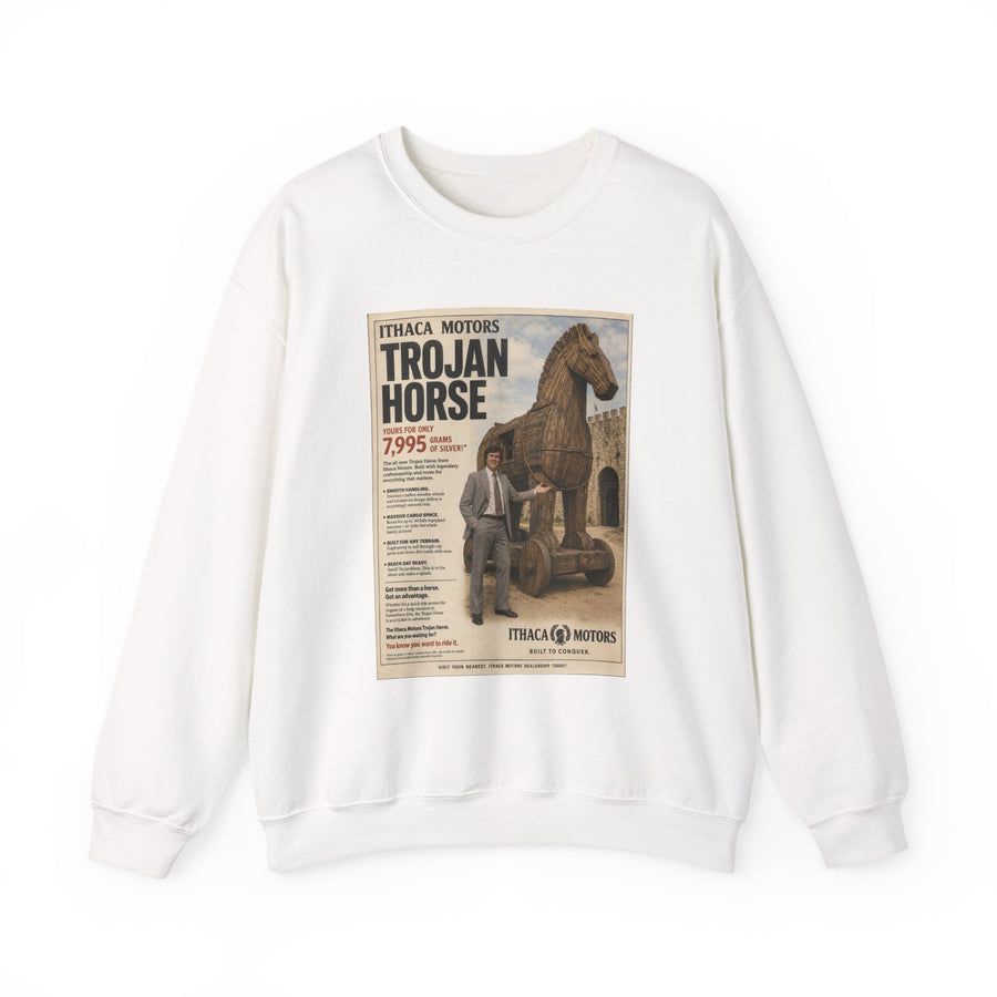 Trojan Horse Sweatshirt — Vintage Mythology Poster