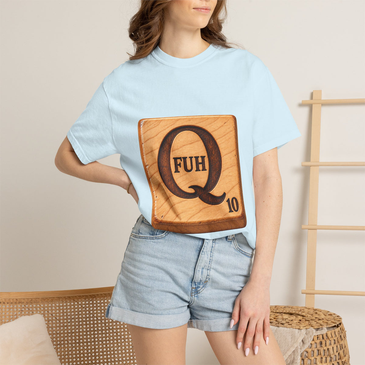 Scrabble Tile 'Q' Tee – Funny FUH 10 Letter Board Shirt
