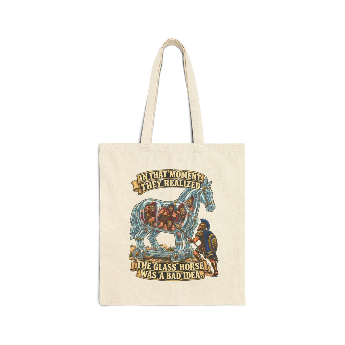 Glass Horse Tote Bag — "The Glass Horse Was a Bad Idea" Canvas Shopper