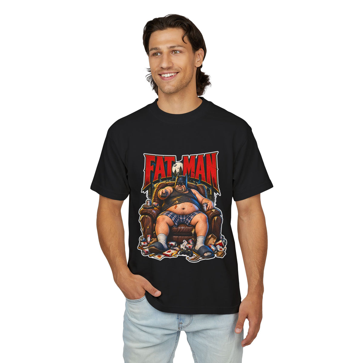 Fat Man Premium T-Shirt — Retro Comic Parody
