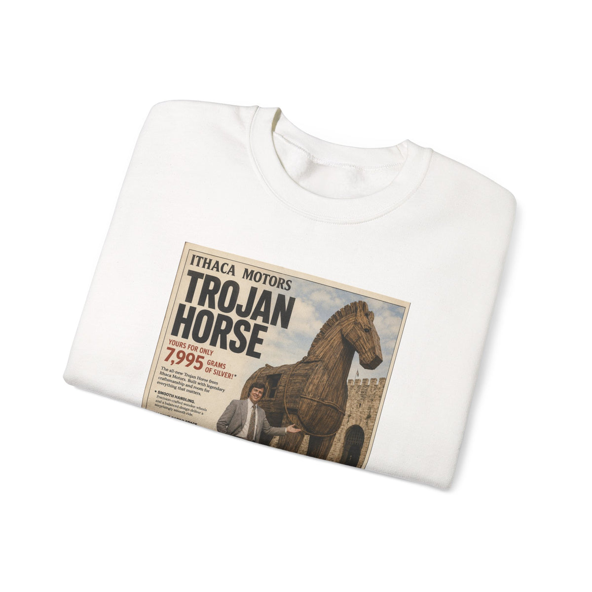 Trojan Horse Sweatshirt — Vintage Mythology Poster