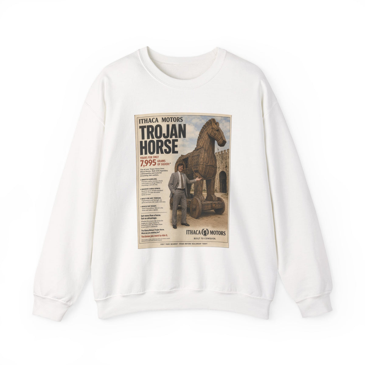 Trojan Horse Sweatshirt — Vintage Mythology Poster