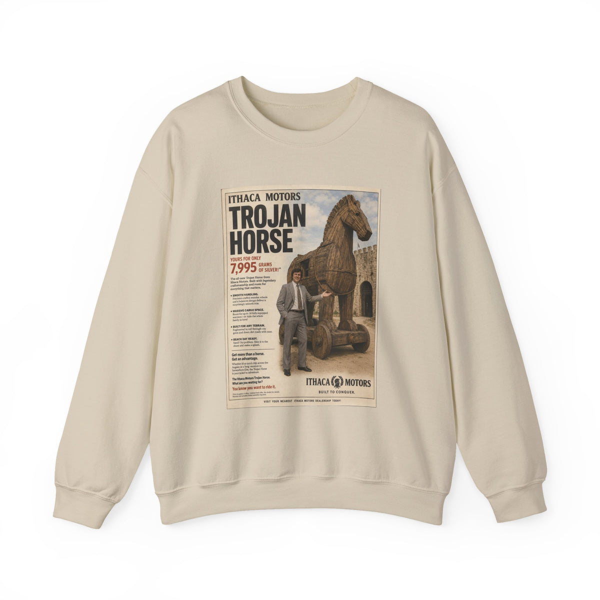 Trojan Horse Sweatshirt — Vintage Mythology Poster