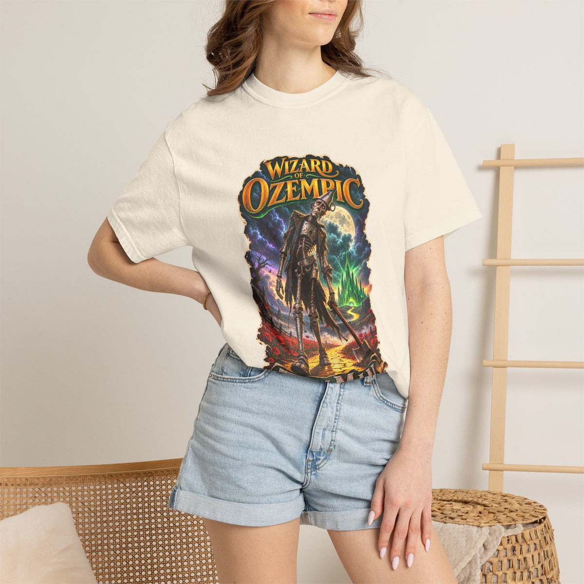 Wizard of Ozempic: Thin Man Premium T-Shirt — Retro Fantasy Graphic