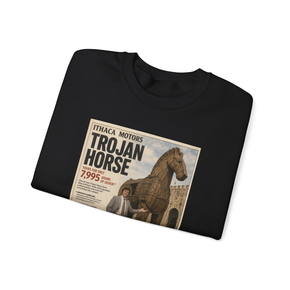 Trojan Horse Sweatshirt — Vintage Mythology Poster