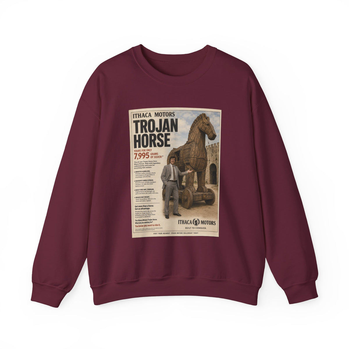 Trojan Horse Sweatshirt — Vintage Mythology Poster
