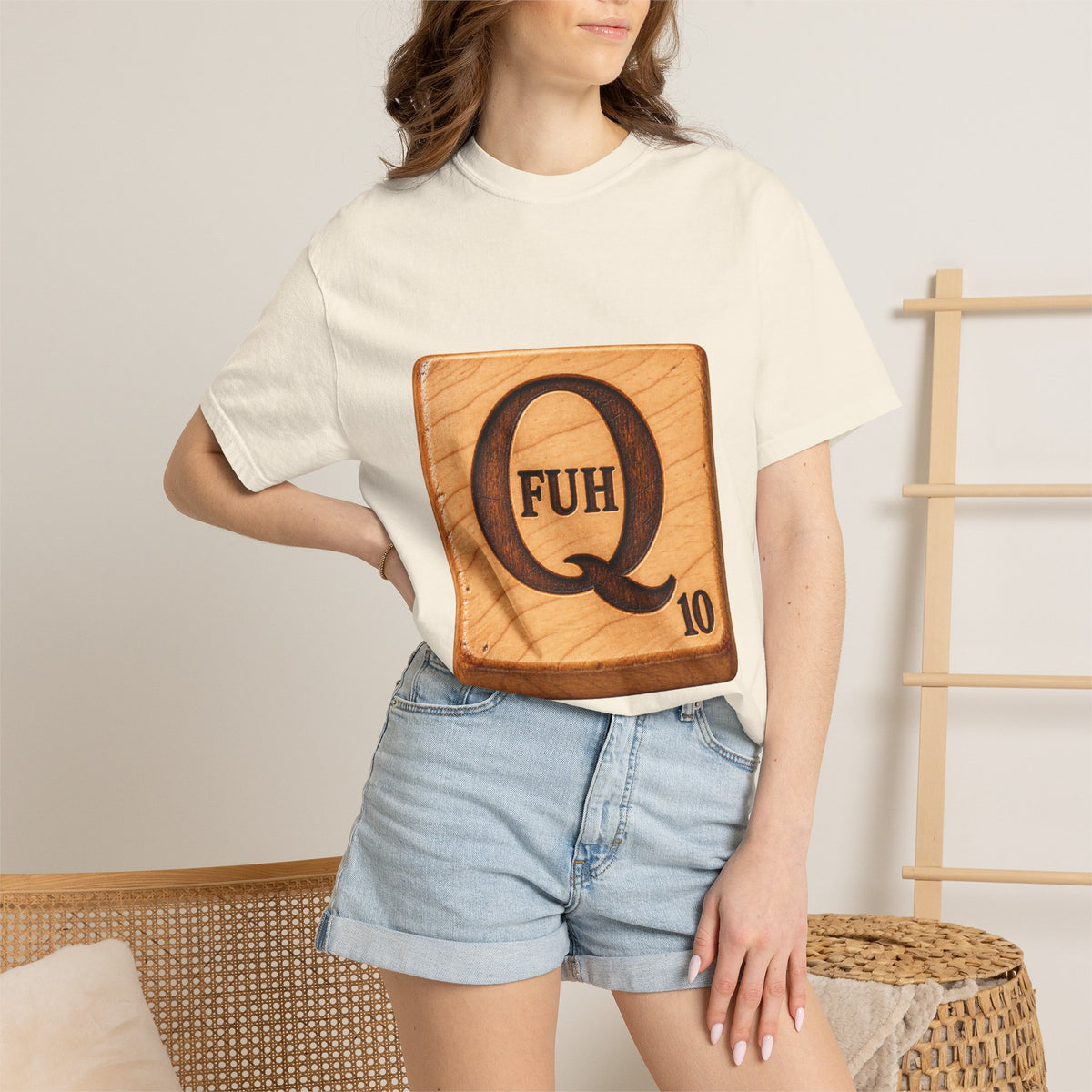 Scrabble Tile 'Q' Tee – Funny FUH 10 Letter Board Shirt