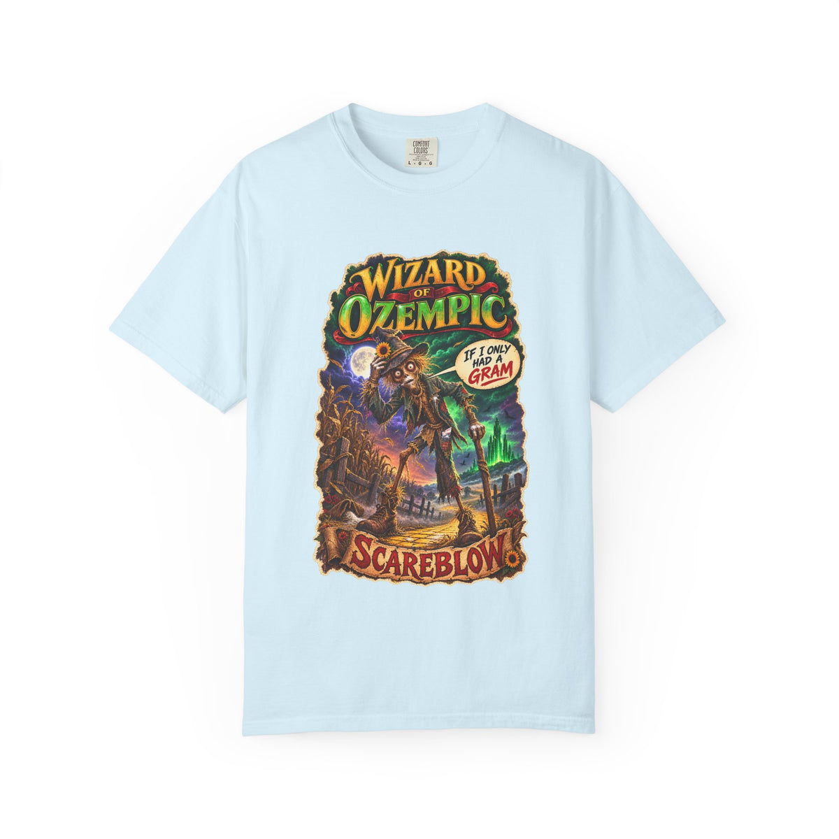 Wizard of Ozempic: Scareblow Premium T-Shirt — Retro Fantasy Graphic