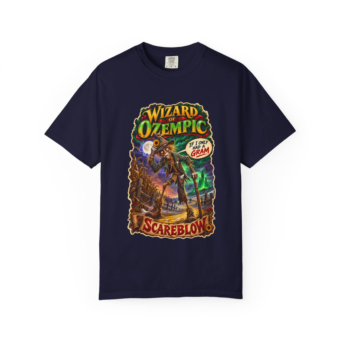 Wizard of Ozempic: Scareblow Premium T-Shirt — Retro Fantasy Graphic