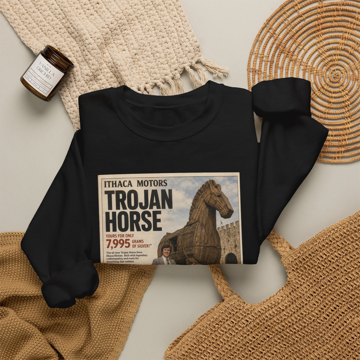Trojan Horse Sweatshirt — Vintage Mythology Poster