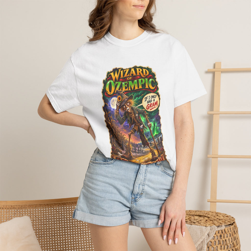 Wizard of Ozempic: Scareblow Premium T-Shirt — Retro Fantasy Graphic