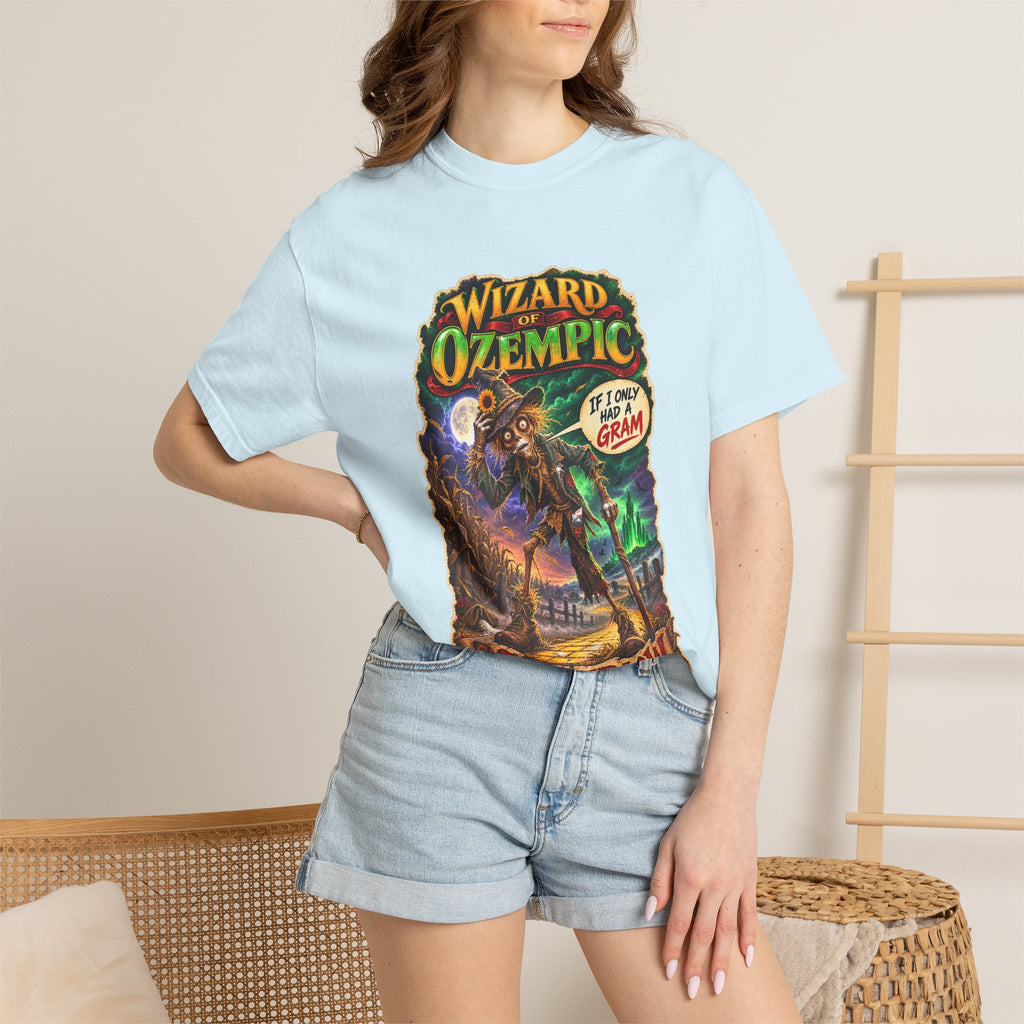 Wizard of Ozempic: Scareblow Premium T-Shirt — Retro Fantasy Graphic