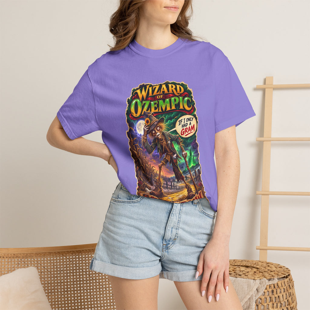 Wizard of Ozempic: Scareblow Premium T-Shirt — Retro Fantasy Graphic