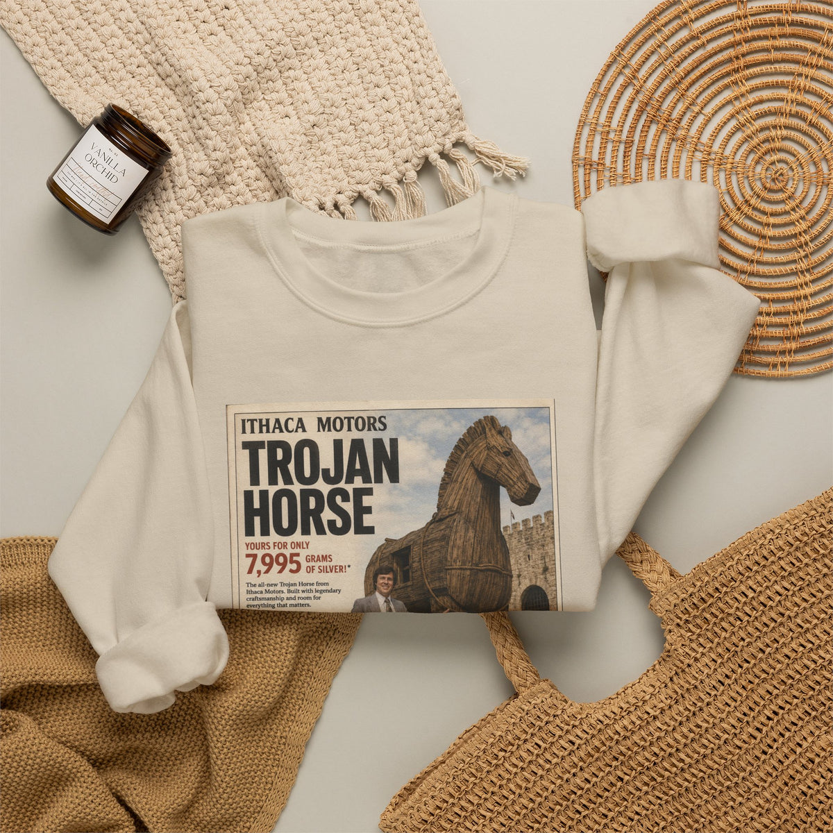 Trojan Horse Sweatshirt — Vintage Mythology Poster