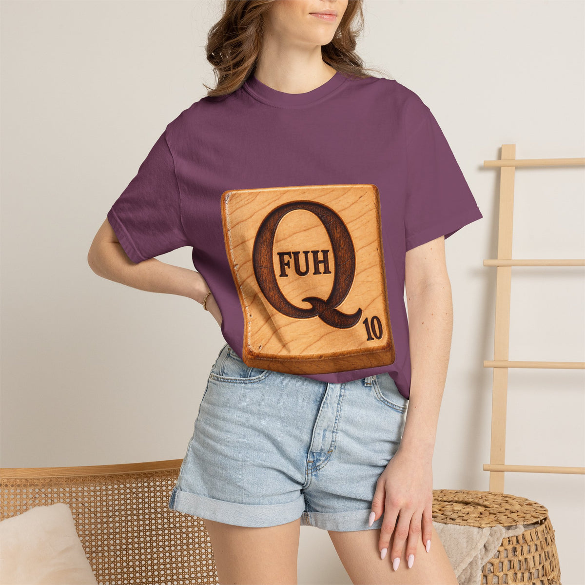 Scrabble Tile 'Q' Tee – Funny FUH 10 Letter Board Shirt