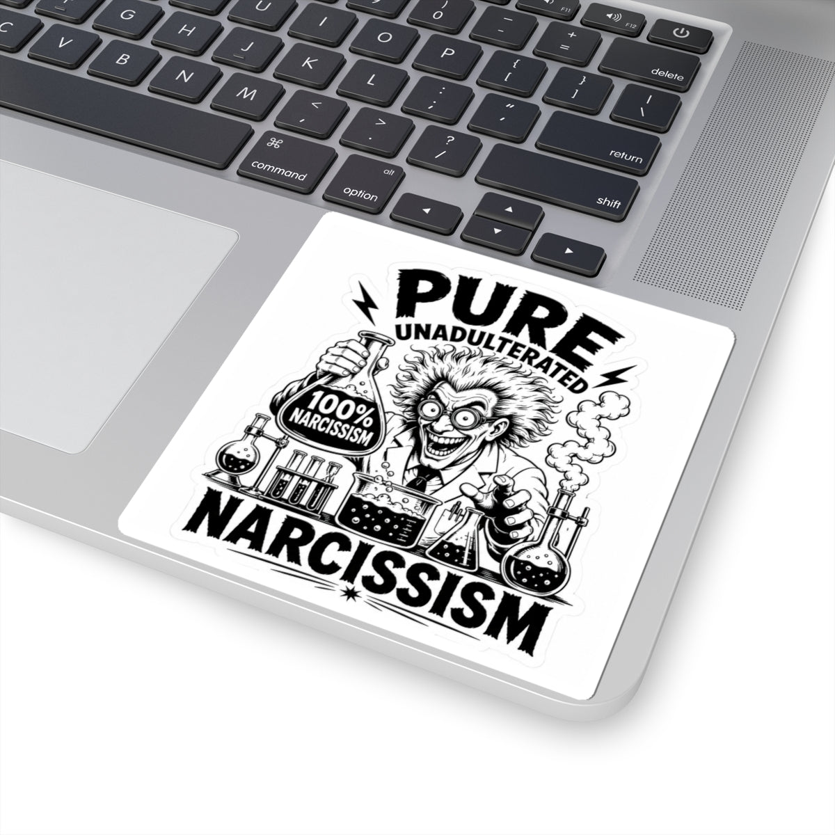 100% Narcissism Sticker — Mad Scientist Graphic