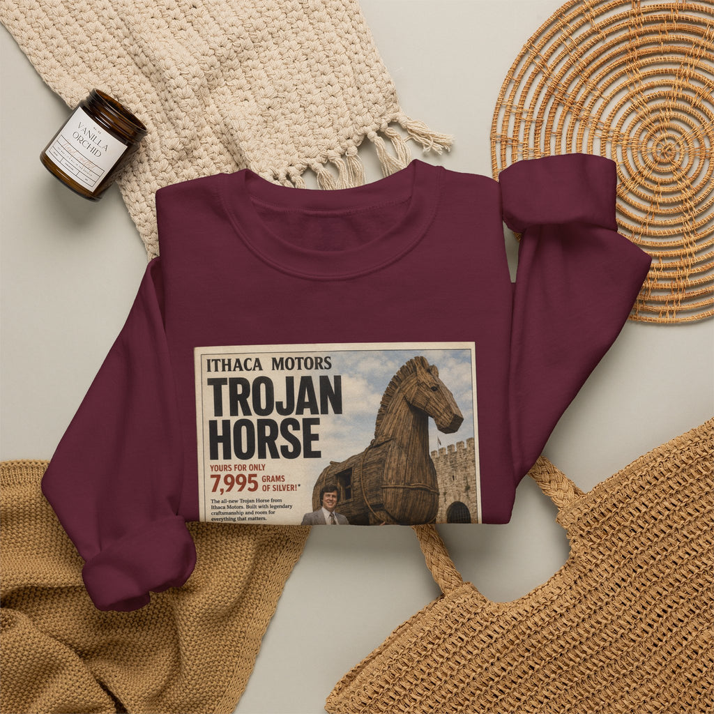Trojan Horse Sweatshirt — Vintage Mythology Poster