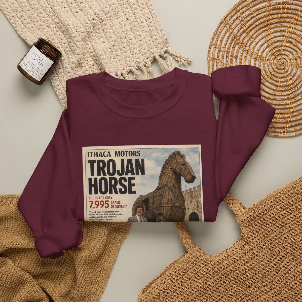 Trojan Horse Sweatshirt — Vintage Mythology Poster