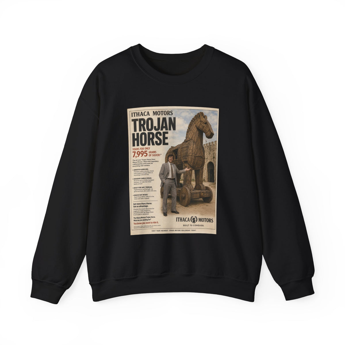 Trojan Horse Sweatshirt — Vintage Mythology Poster