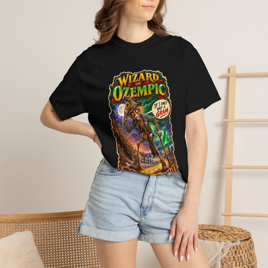 Wizard of Ozempic: Scareblow Premium T-Shirt — Retro Fantasy Graphic