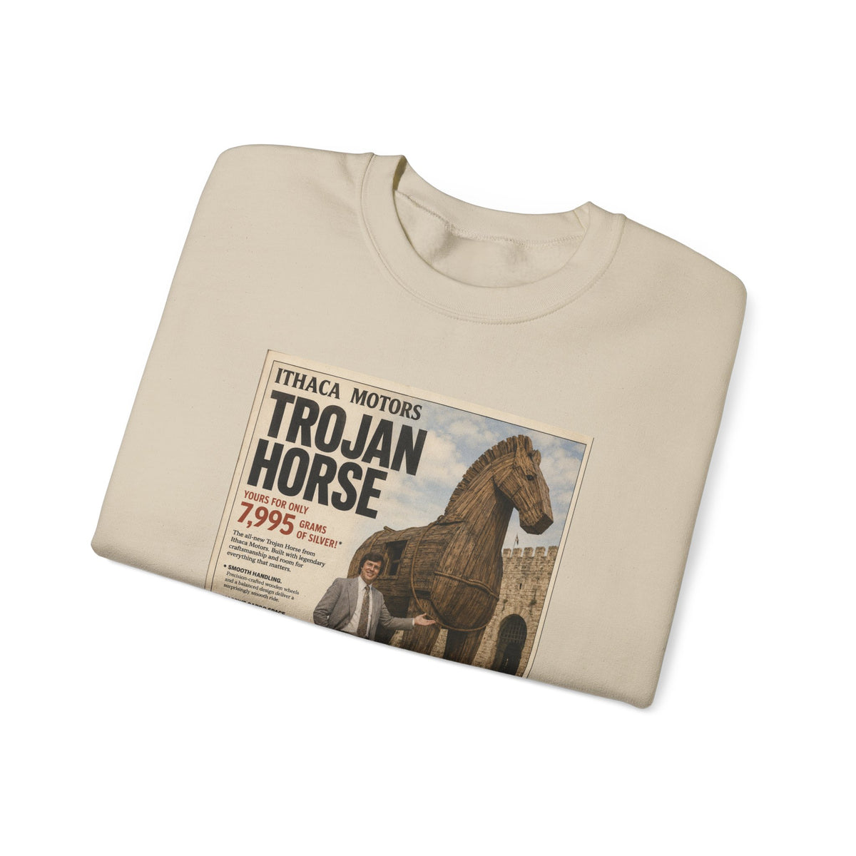 Trojan Horse Sweatshirt — Vintage Mythology Poster