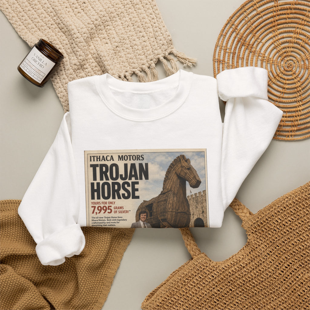 Trojan Horse Sweatshirt — Vintage Mythology Poster
